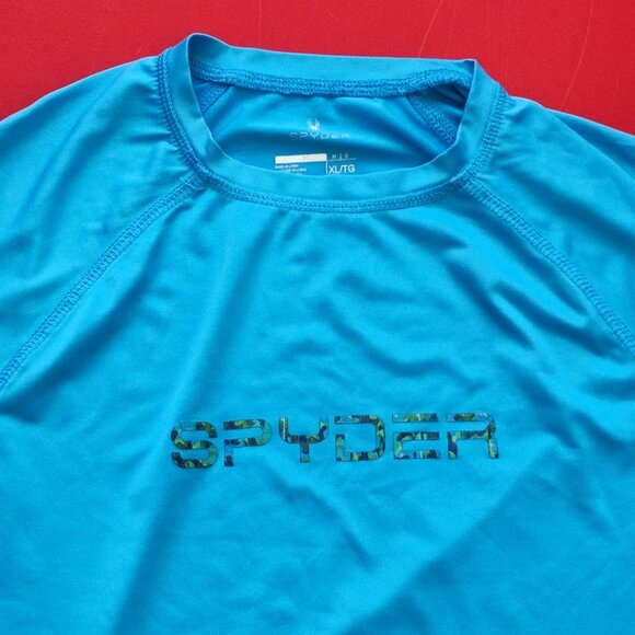 Spyder H2O rash guard  swim wear blue boy's size XL 14-16 - Picture 2 of 9